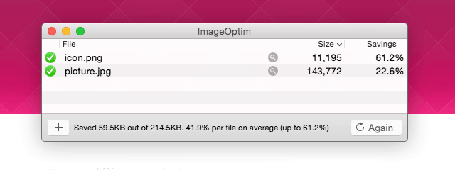 Copie d'écran du logiciel ImageOptim